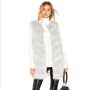 KENDALL & KYLIE Grooved Faux Fur Vest In Ice Blue (X-Small)